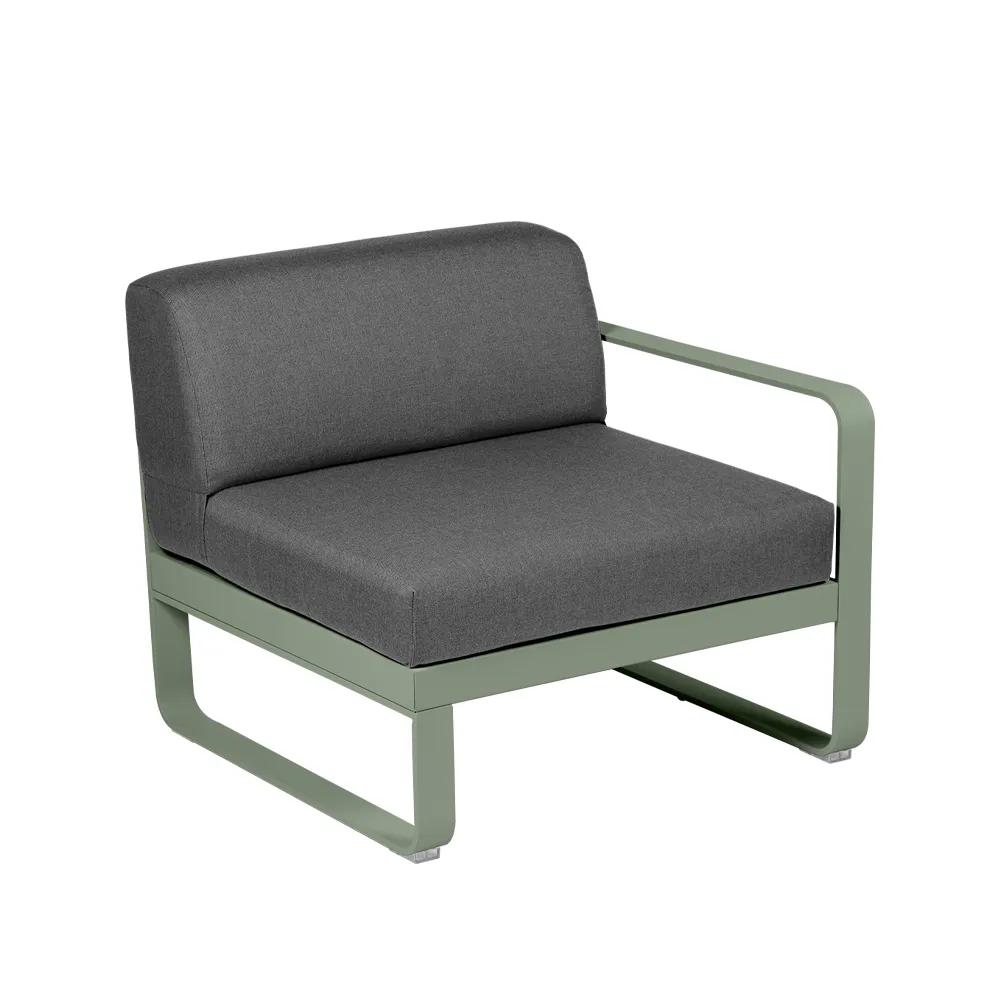 Bellevie Right modulsoffa, Cactus (grön), graphite grey dyna, 1-sits Fermob
