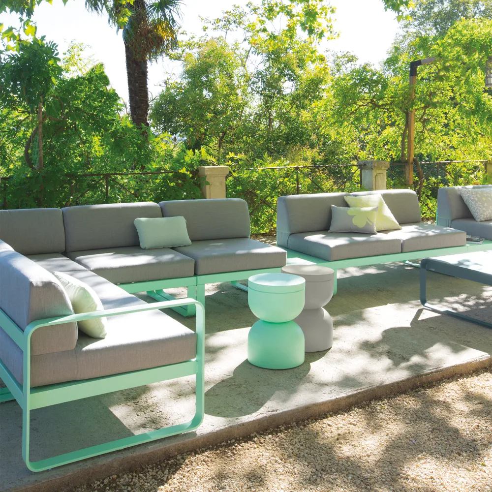Bellevie Right modulsoffa, Cactus (grön), off-white dyna, 1-sits Fermob