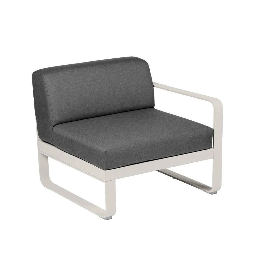 Bellevie Right modulsoffa, Clay grey (grå), graphite grey dyna, 1-sits Fermob