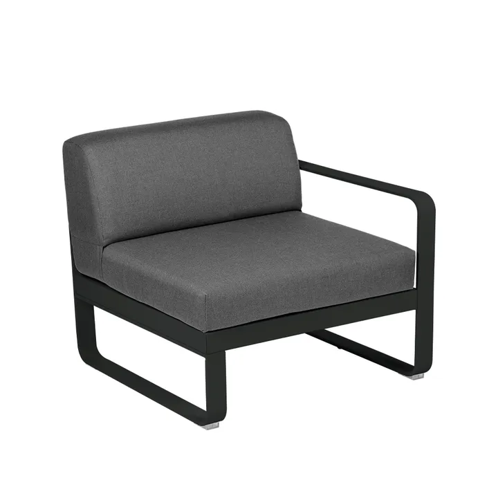 Bellevie Right modulsoffa - Liquorice (svart), graphite grey dyna, 1-sits - Fermob