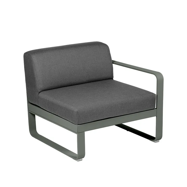 Bellevie Right modulsoffa - Rosemary (grön), graphite grey dyna, 1-sits - Fermob
