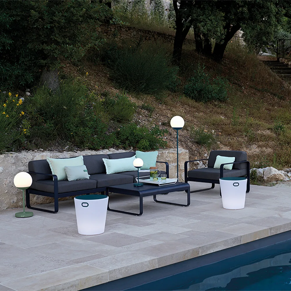 Bellevie soffa, 3-sits Cedar green (grön), graphite grey dyna Fermob