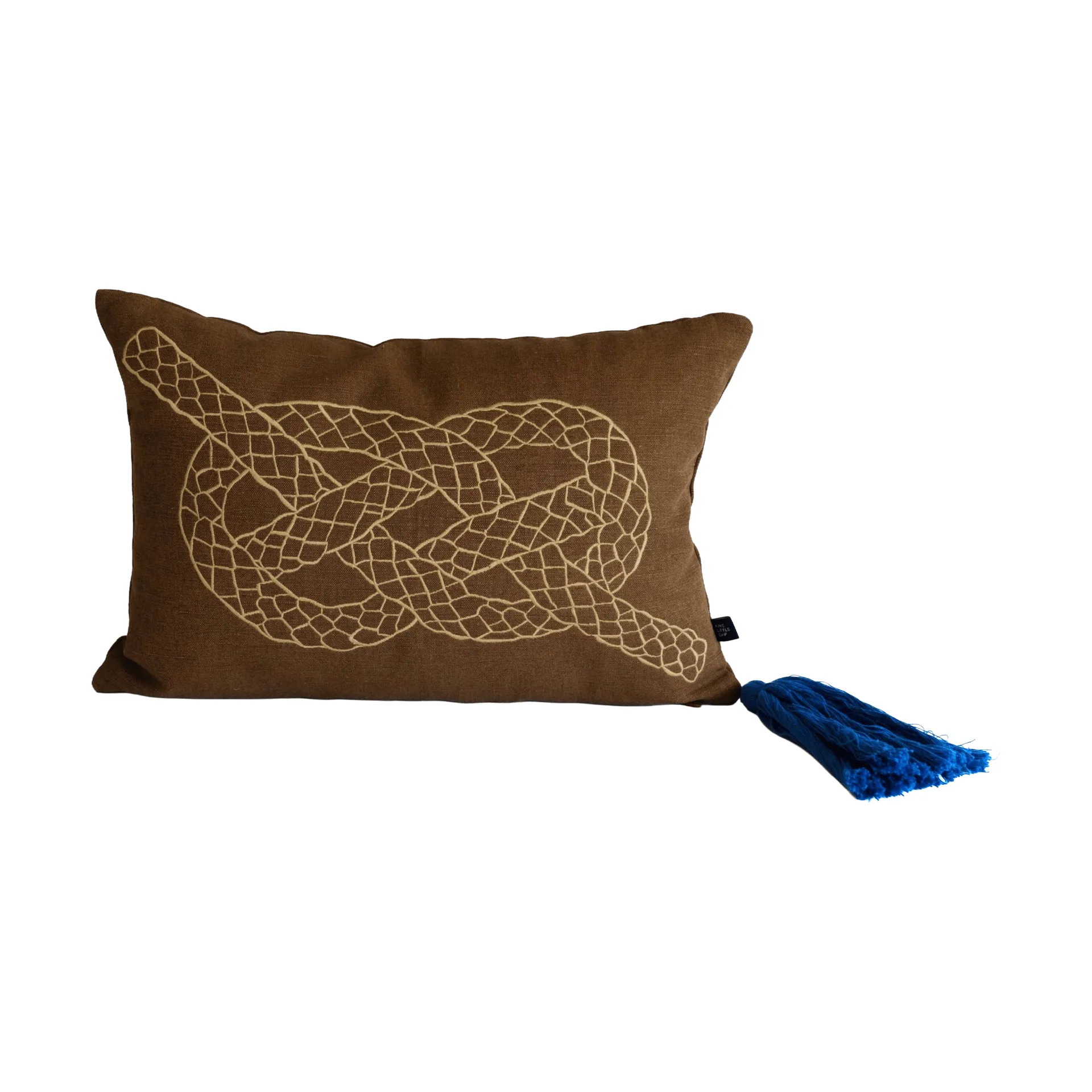 Knop kuddfodral, Brun-guld-blå, 27x40 cm Fine Little Day