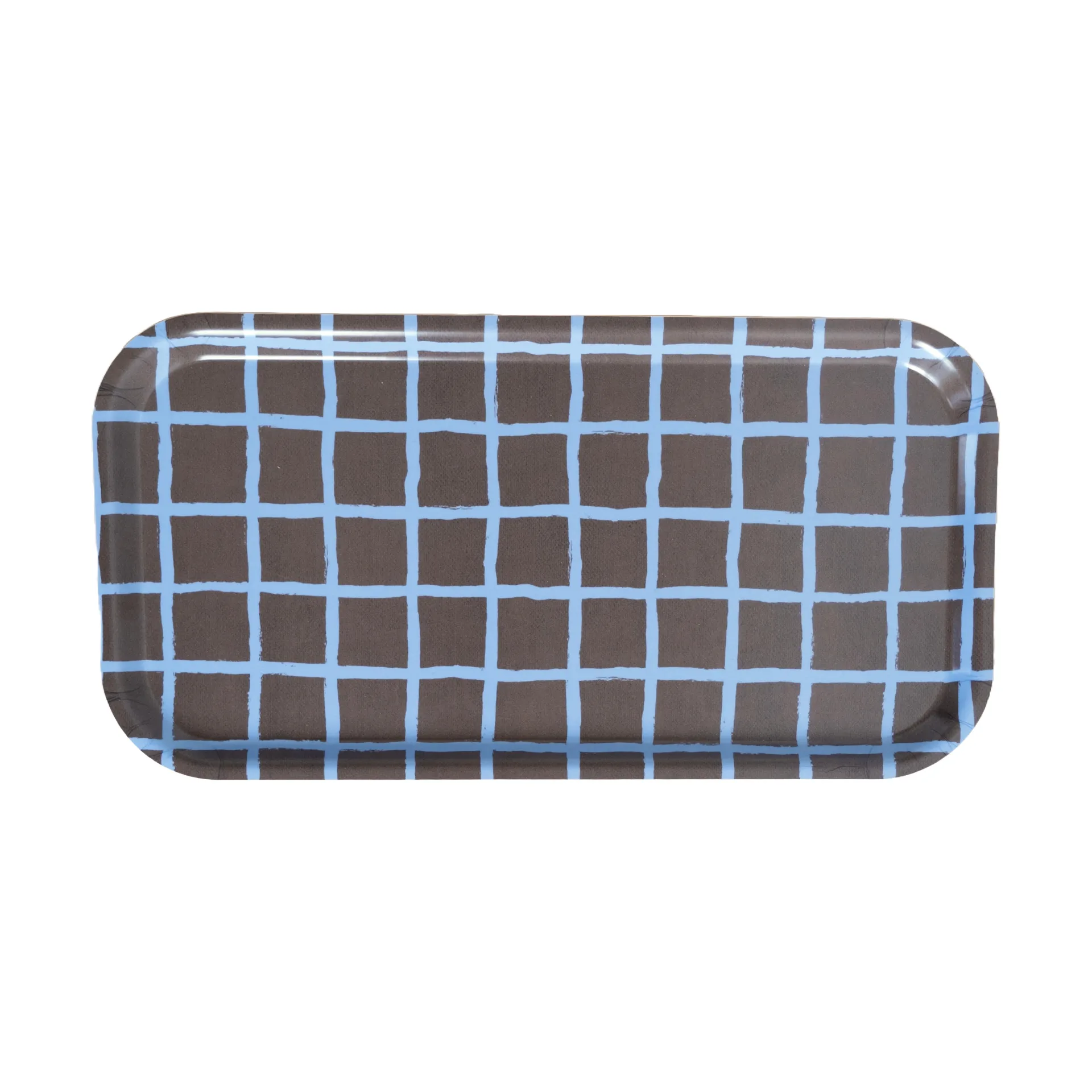 Rutig bricka 22x43 cm, Brown Fine Little Day