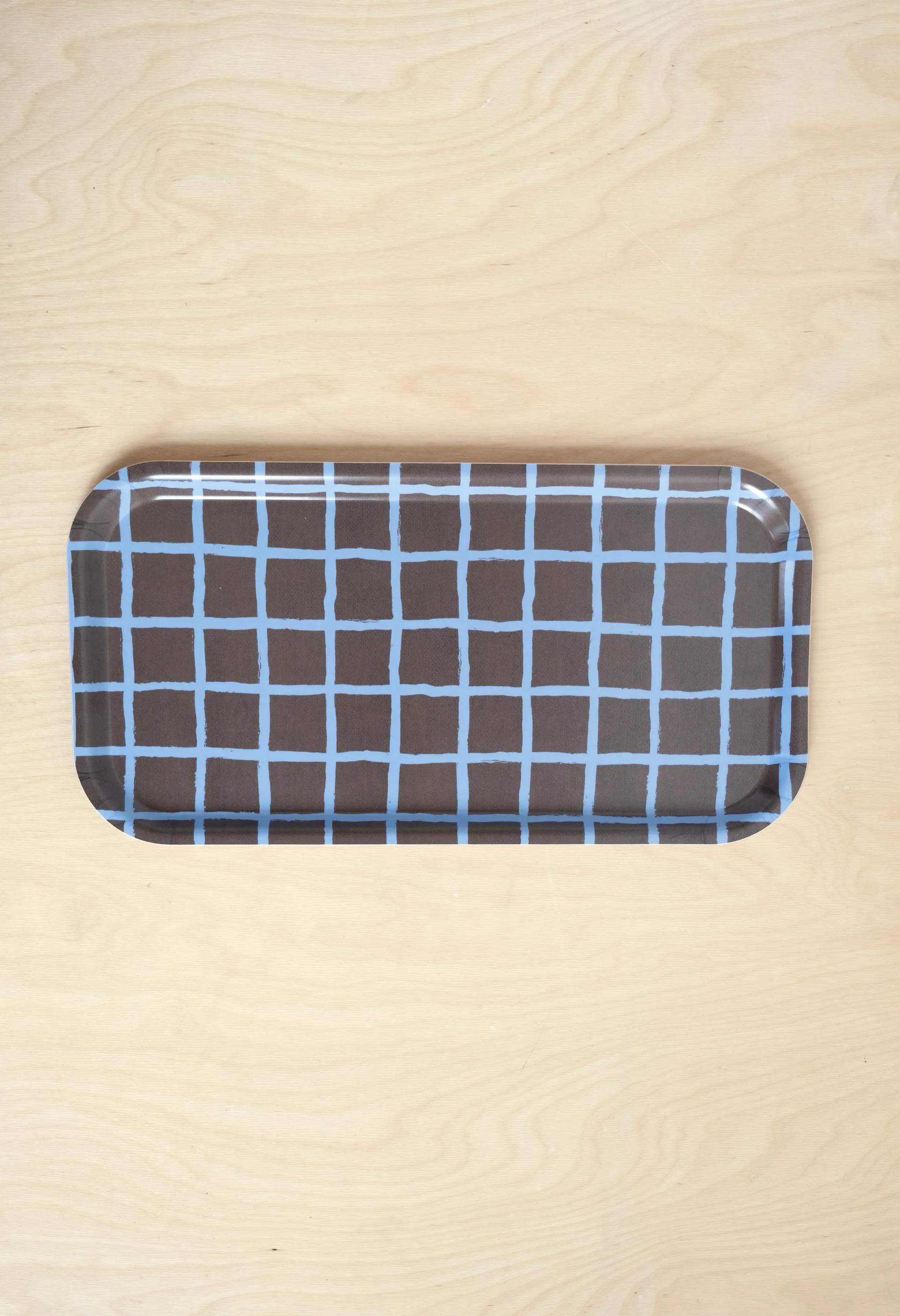 Rutig bricka 22x43 cm, Brown Fine Little Day