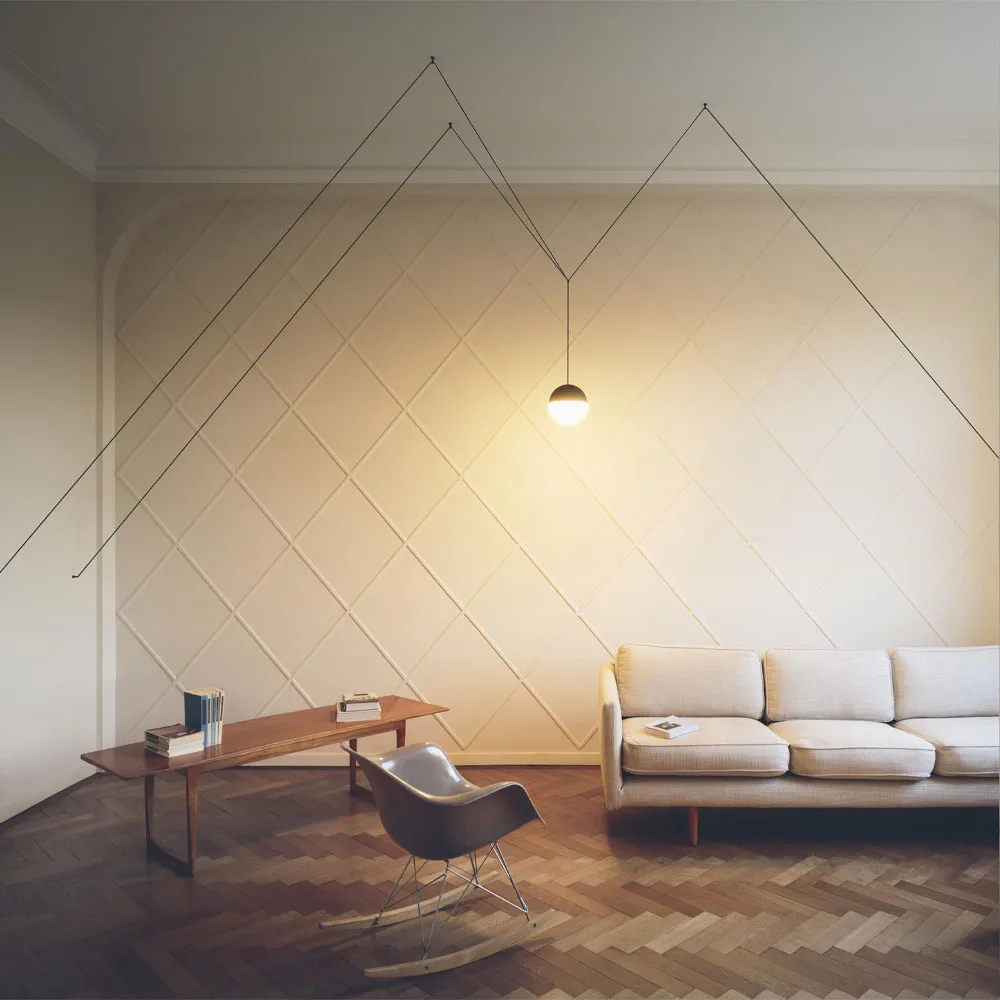 String Light Sphere pendel, Blå, 22 m kabel Flos