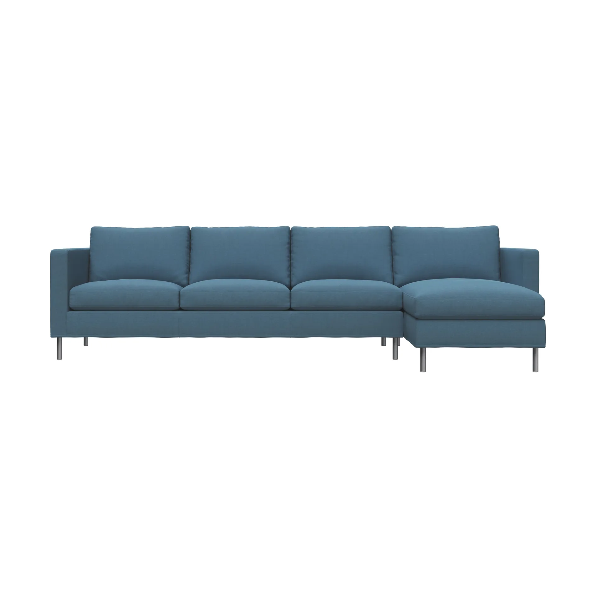 Alex 3-sits soffa chaise lounge höger, Tyg Hiro Light Blue-aluminiumben Fogia
