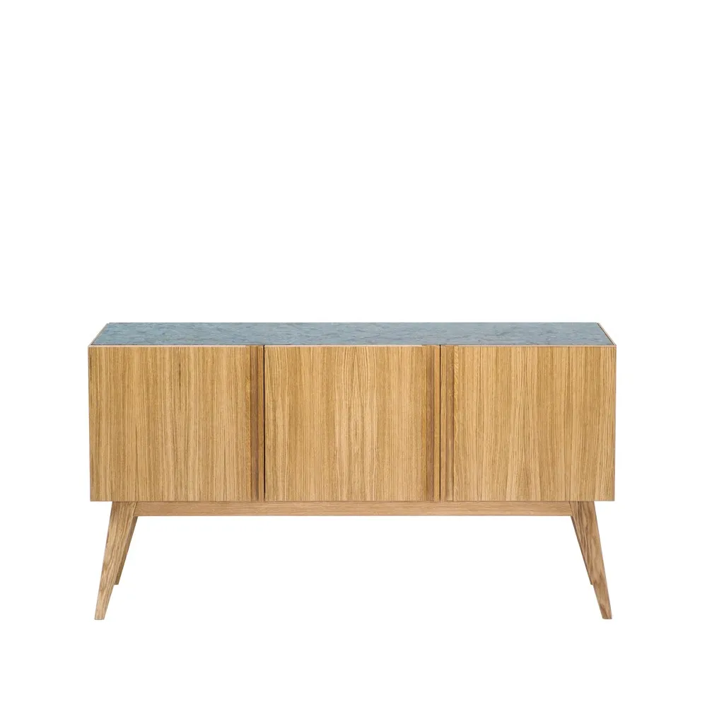 Boss sideboard, Lackad ek-3 dörrar-stenskiva-ek Fogia