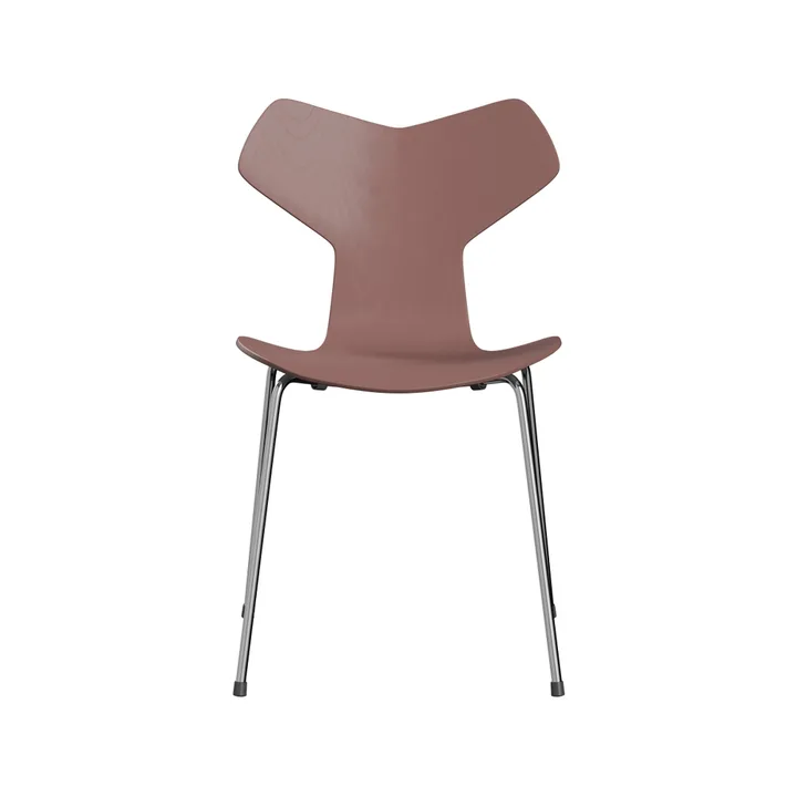 Grand Prix 3130 stol - Wild rose-målad ask-kromat stålstativ - Fritz Hansen