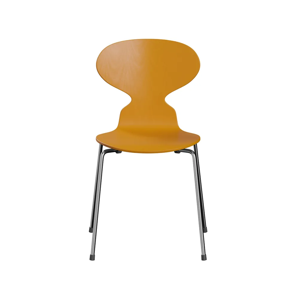 Myran 3101 stol, burnt yellow, målad ask, kromat stålstativ Fritz Hansen