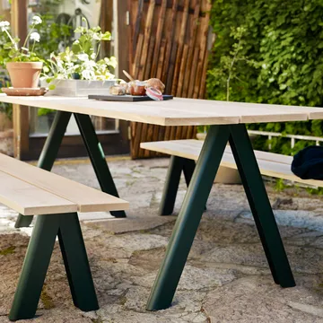 Overlap bänk - cederträ, hunter green stativ - Fritz Hansen