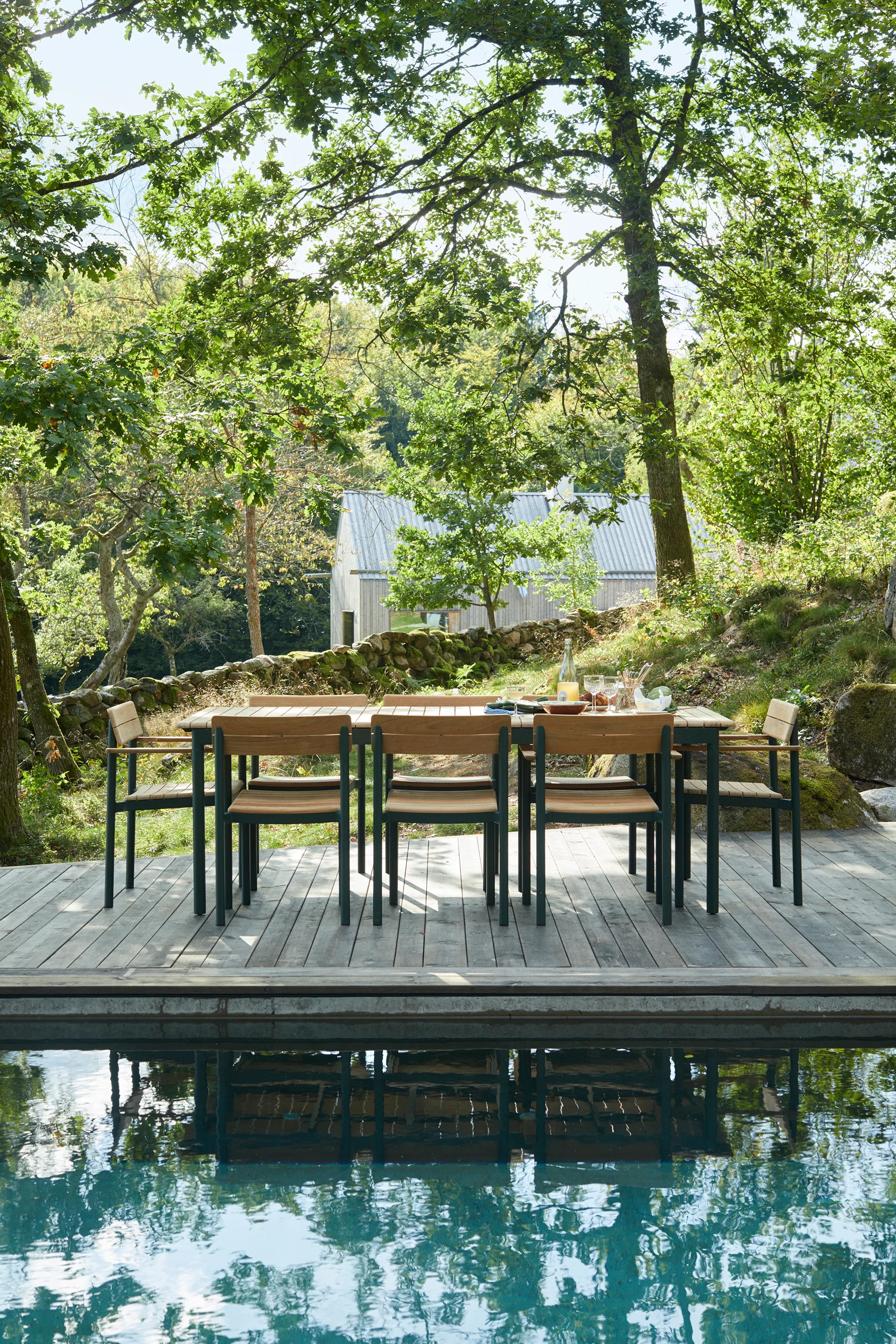 Pelagus matbord teak 214x90,5 cm, Hunter green Fritz Hansen