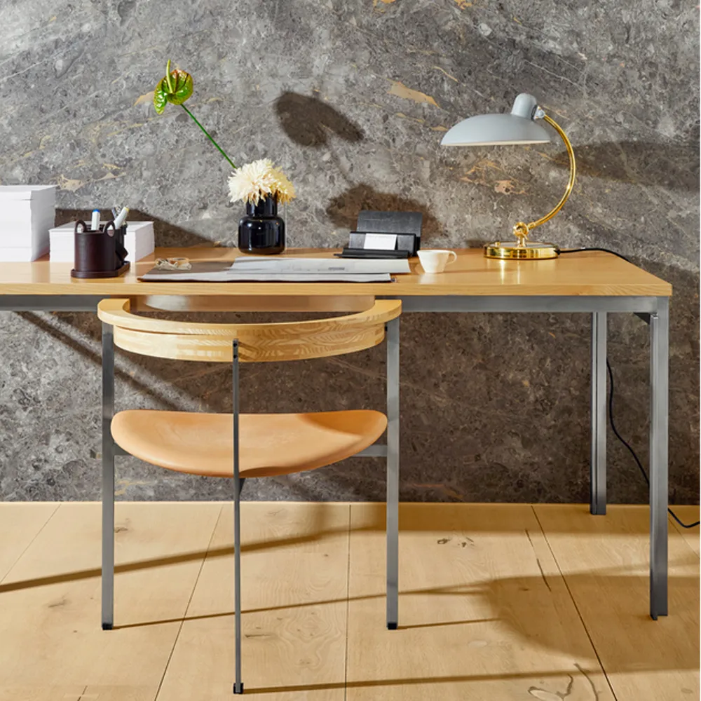 PK11 stol, Leather rustic brown-Ash-steel Fritz Hansen