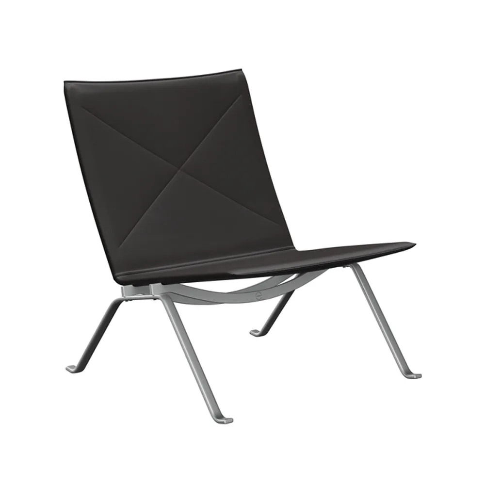 PK22 fåtölj, Leather aura black brown Fritz Hansen