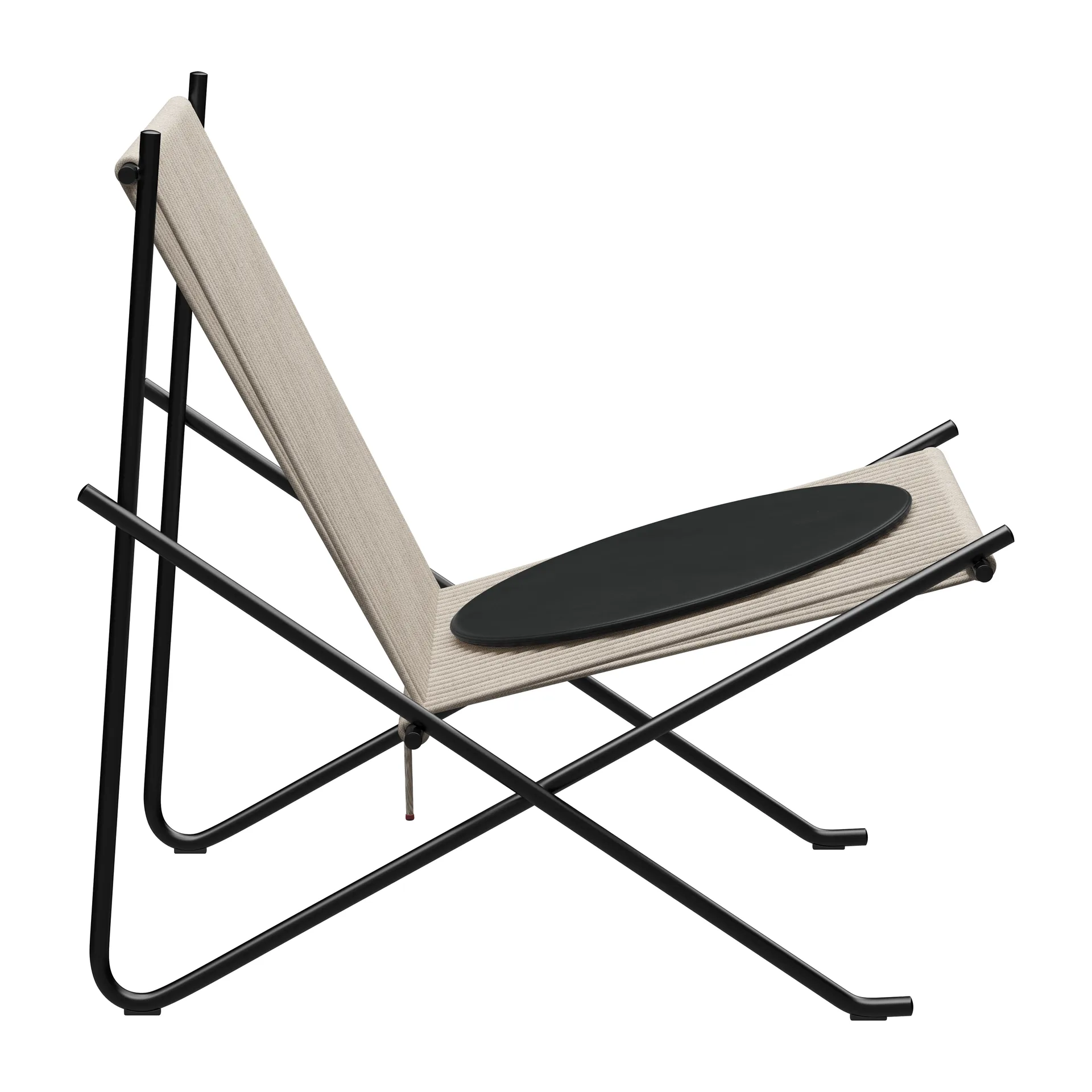 PK4 loungestol med läderdyna, Svart-natur-svart Fritz Hansen