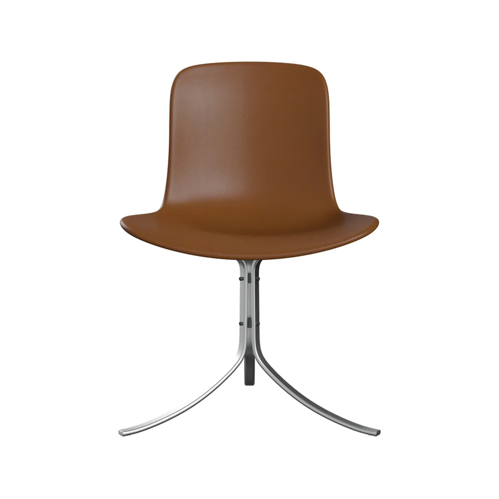 PK9 stol, Leather aura walnut-steel Fritz Hansen