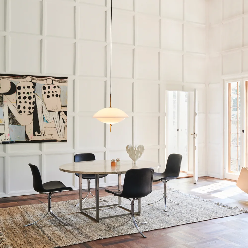 PK9 stol, Leather grace walnut-steel Fritz Hansen