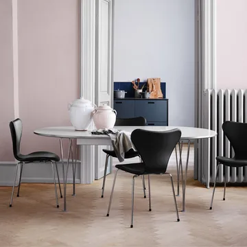 Sjuan 3107 stol - Dusk blue-lackad-kromat stålstativ - Fritz Hansen