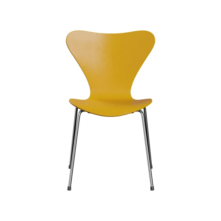 Sjuan 3107 stol - True yellow-färgad ask-kromat stålstativ - Fritz Hansen