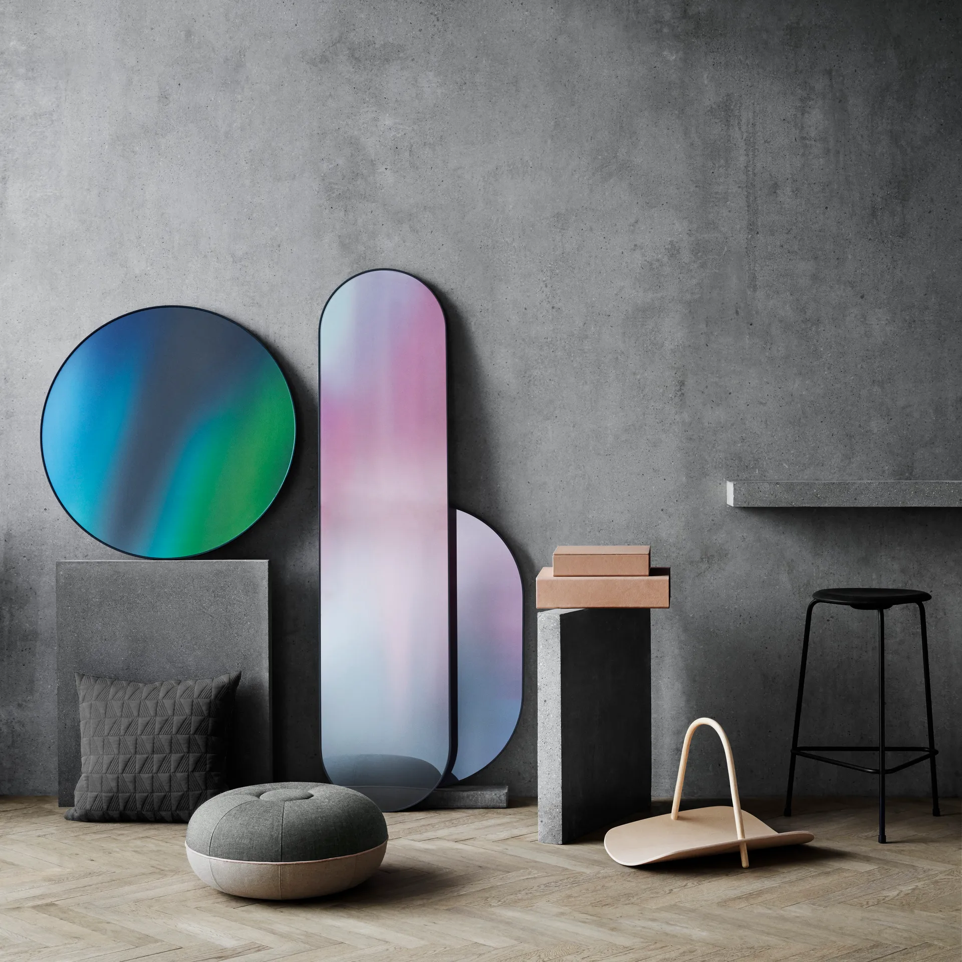 Studio Roso spegel rund, Grön Fritz Hansen