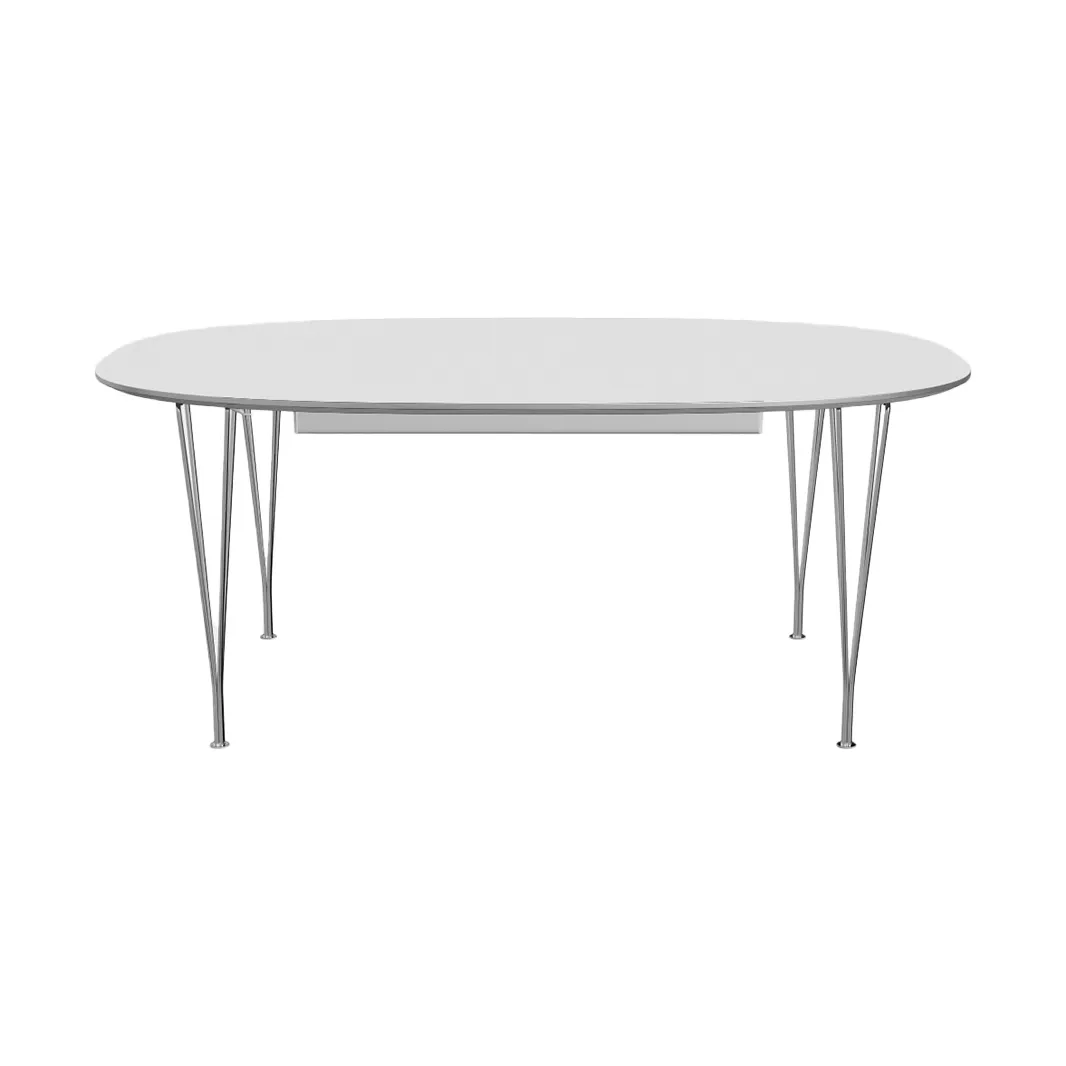 Superellips B620 matbord 170-270x100 cm, White laminate-chrome Fritz Hansen