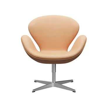 Svanen 3320 fåtölj - Natural läder-borstad aluminium - Fritz Hansen
