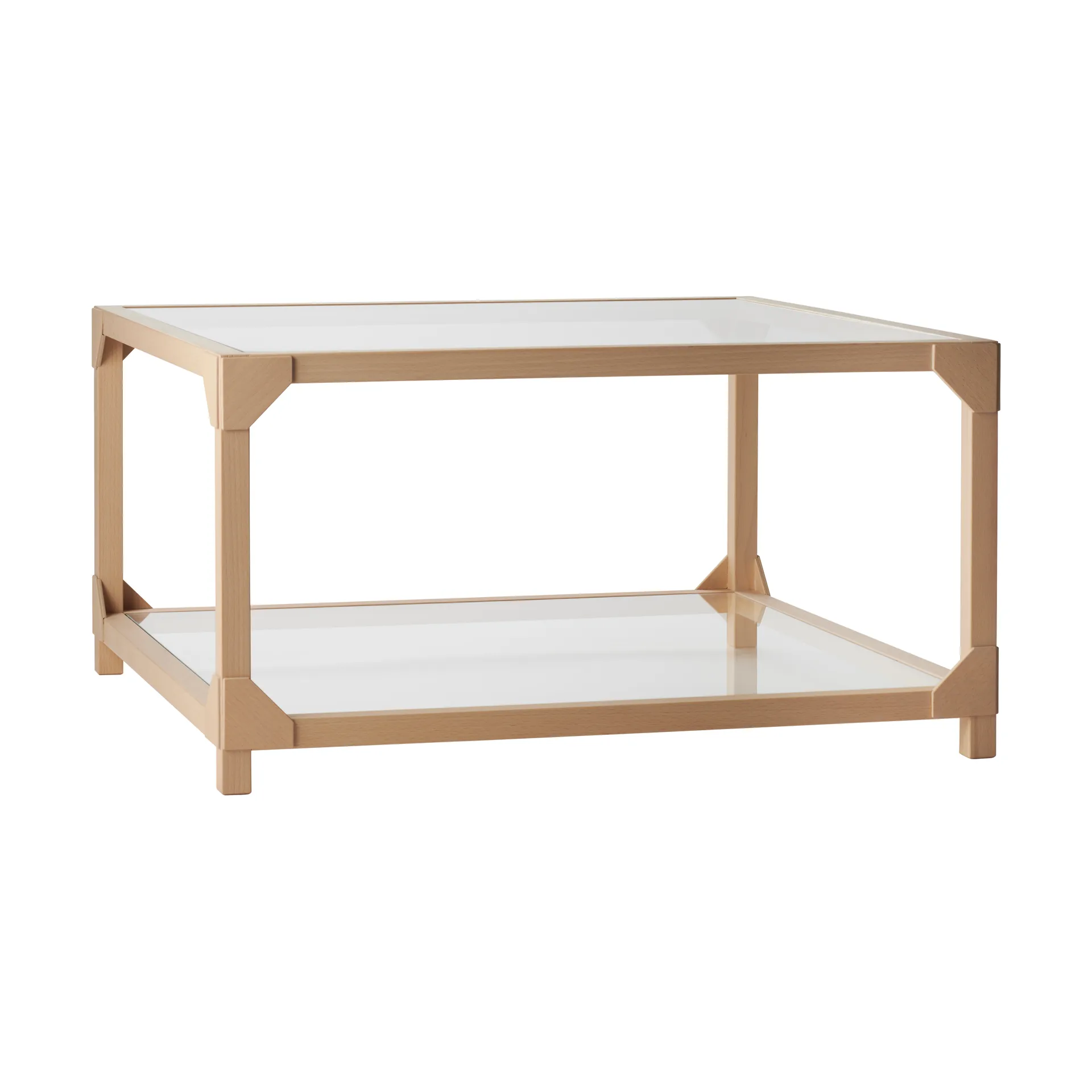 Bleck Soffbord 75x75 cm glas, Bok-natural Gärsnäs