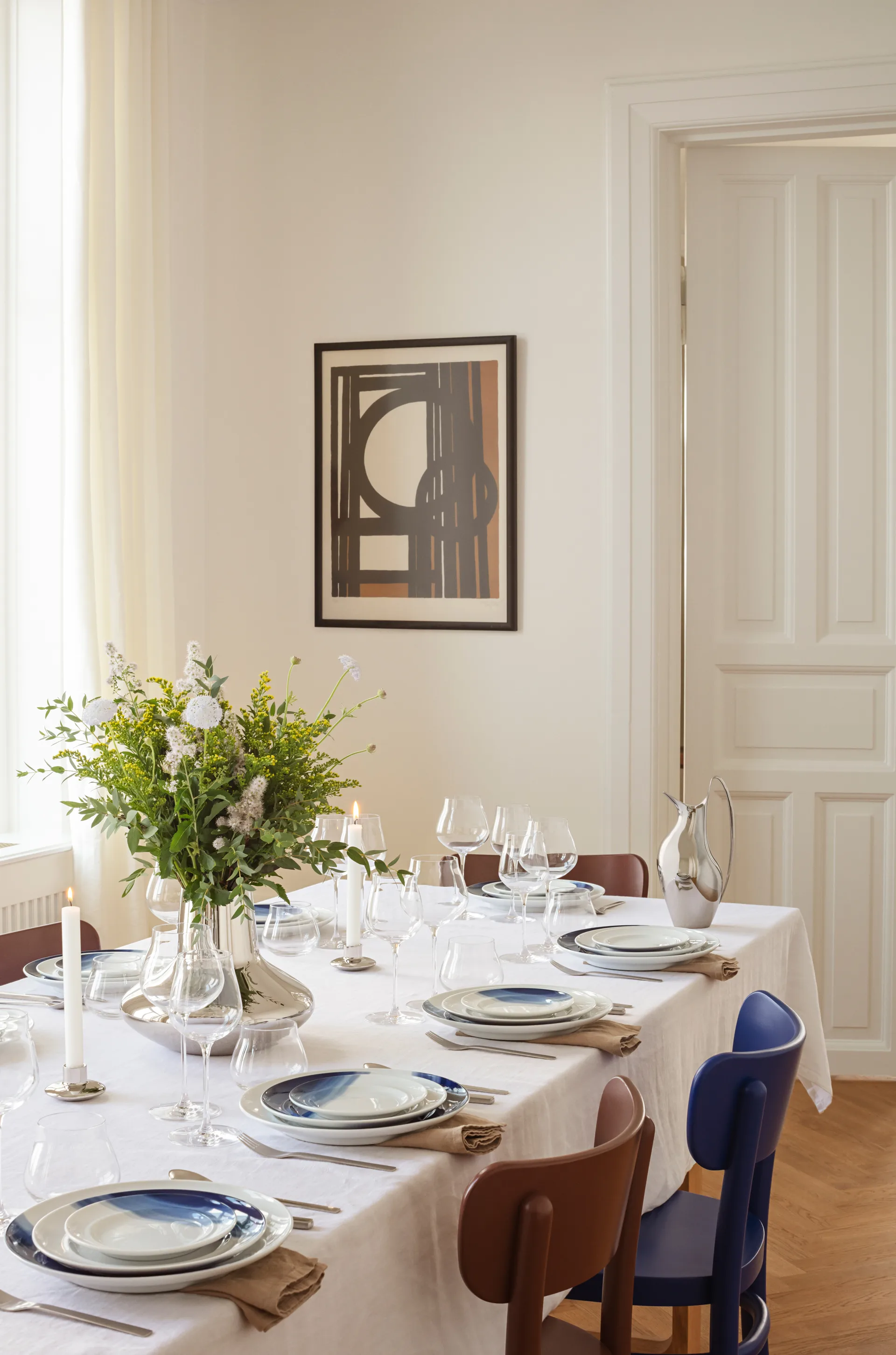 Koppel sidotallrik dekor Ø16 cm, Vit-blå Georg Jensen