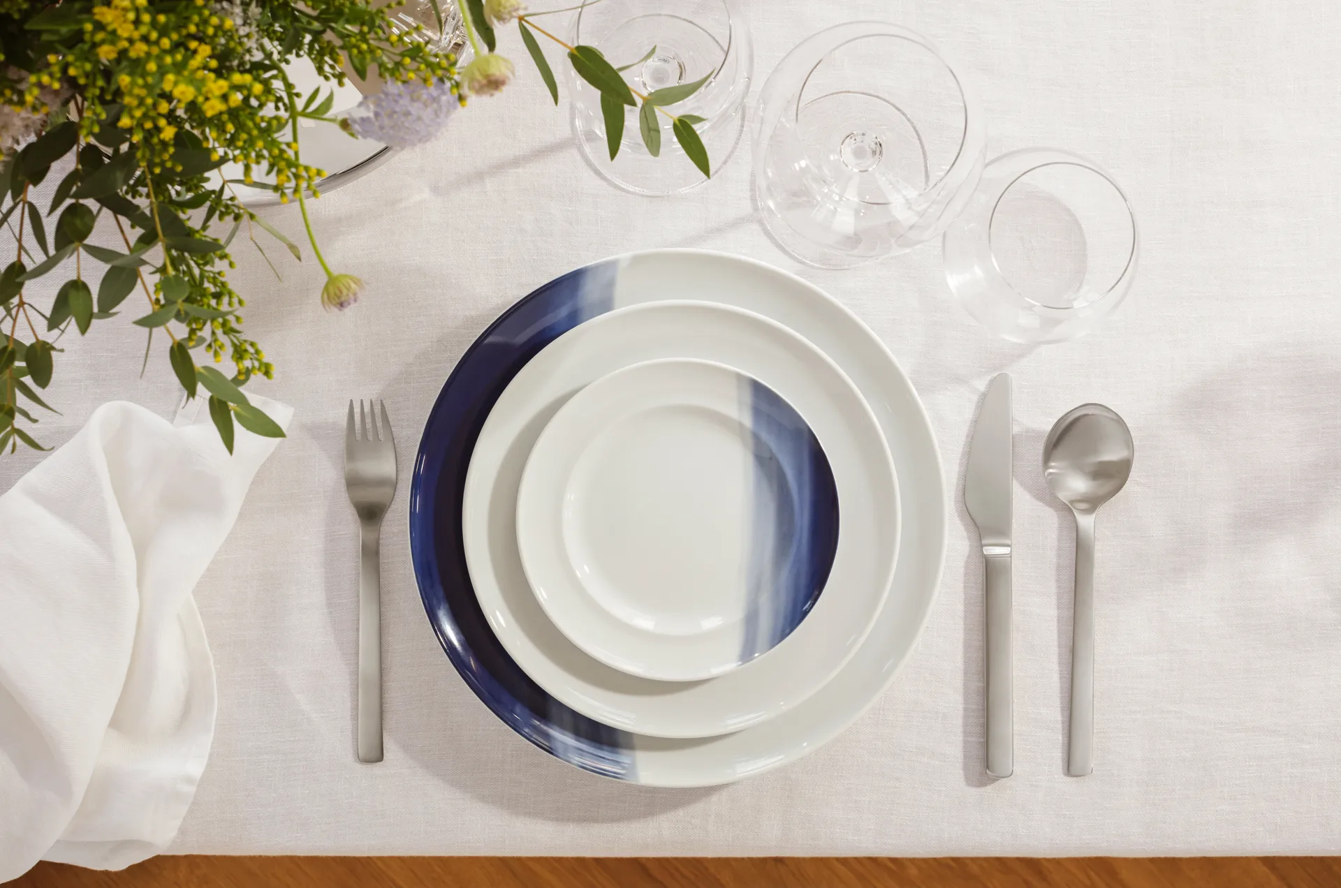 Koppel sidotallrik dekor Ø16 cm, Vit-blå Georg Jensen