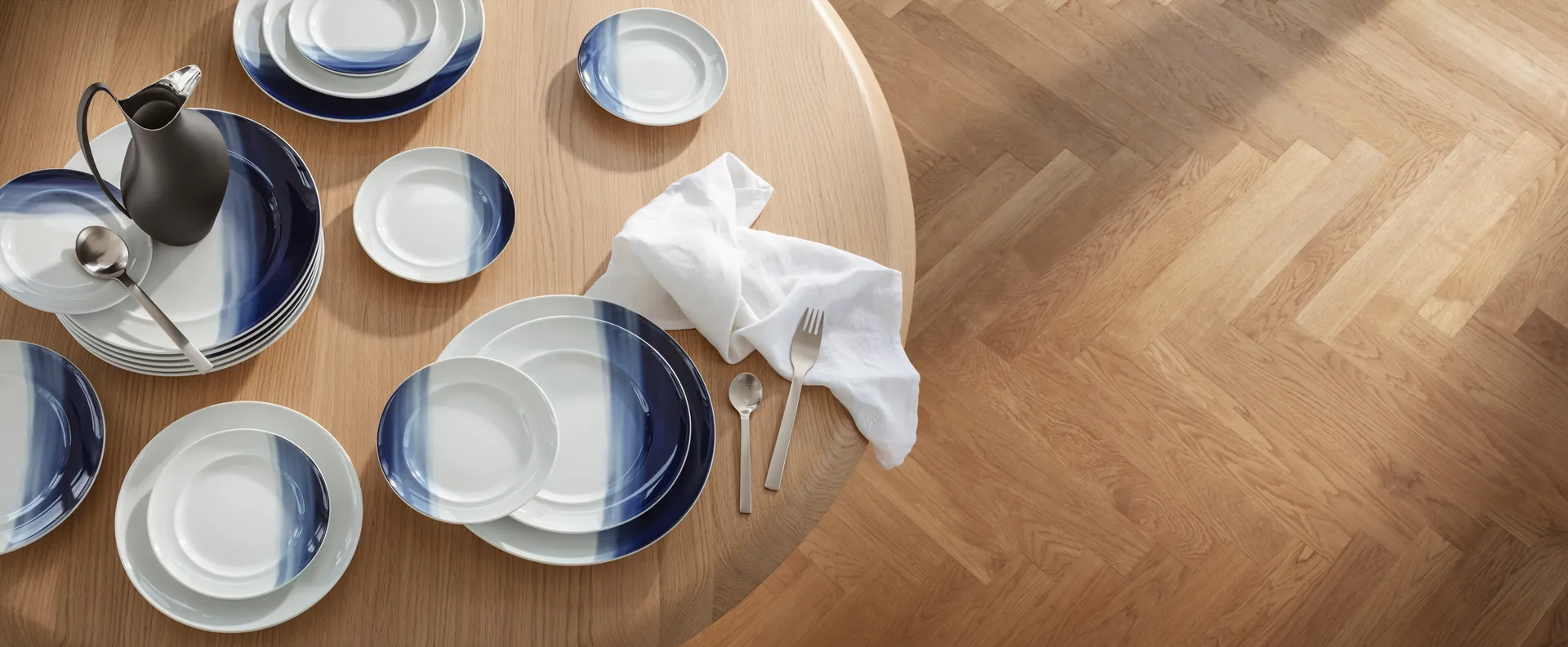 Koppel sidotallrik dekor Ø16 cm, Vit-blå Georg Jensen