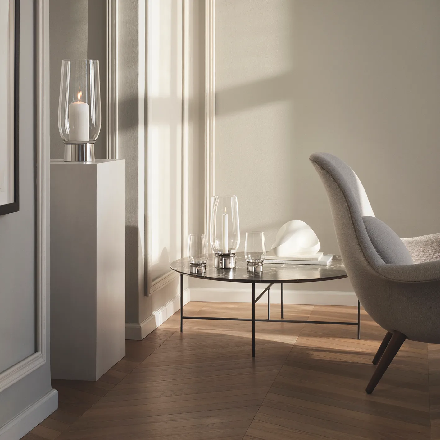 Lumis ljuslykta, Rostfritt stål Georg Jensen