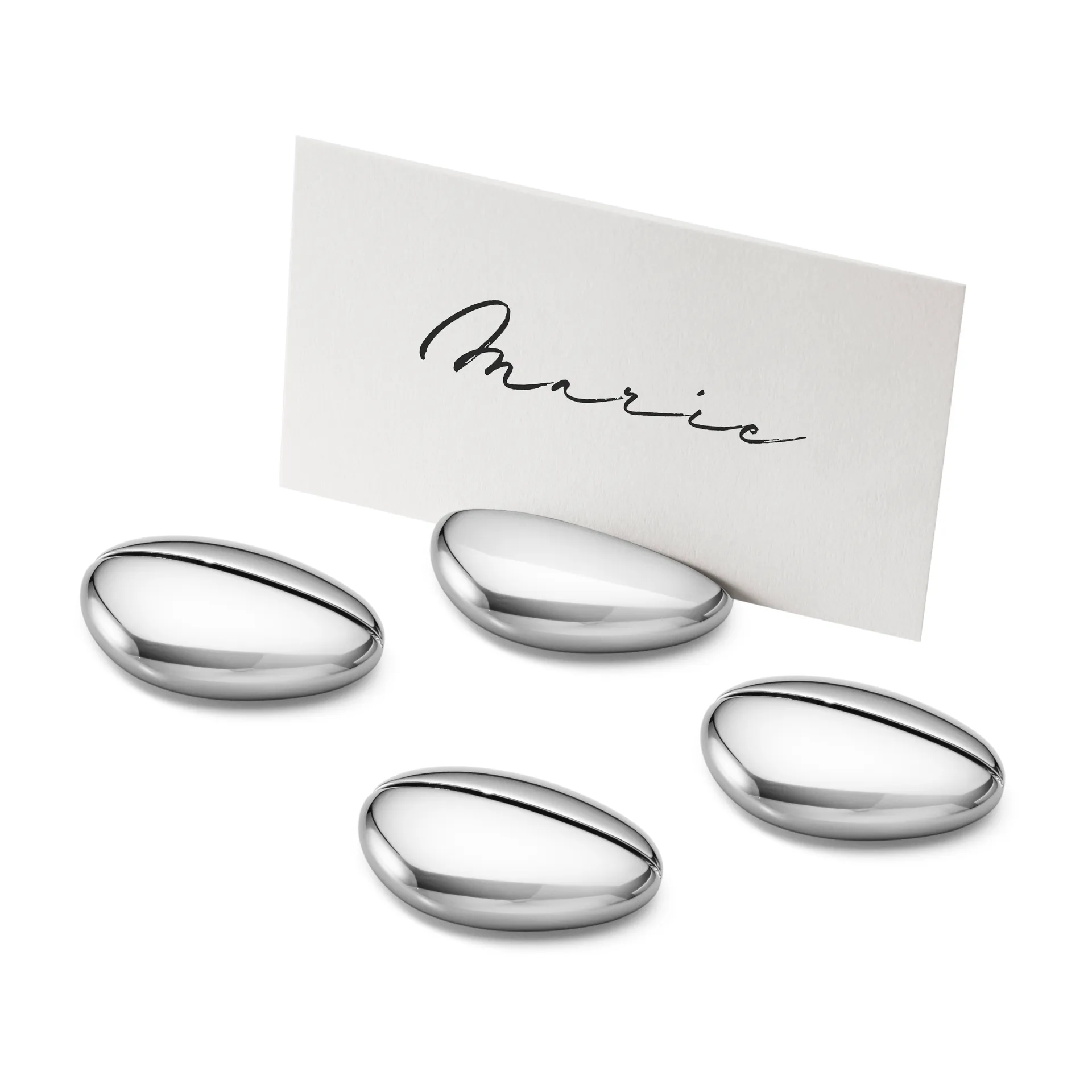 Sky hållare för placeringskort 4-pack inkl 24 kort, Rostfritt stål Georg Jensen
