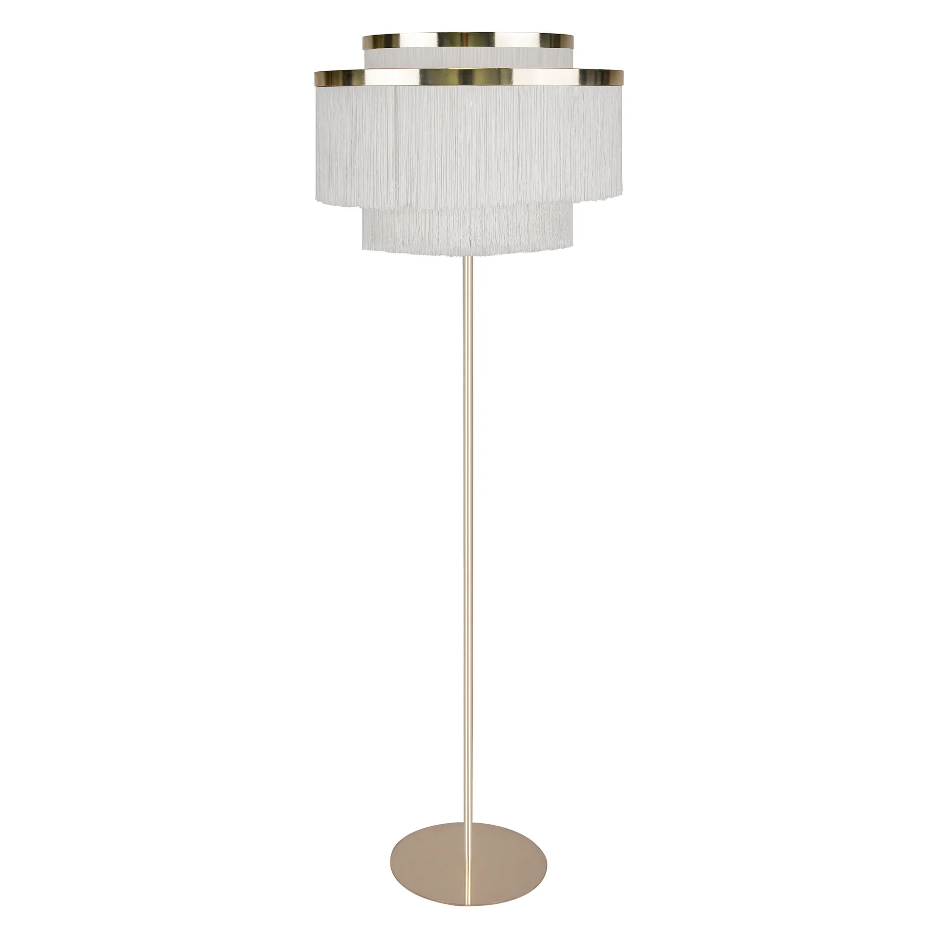 Frans golvlampa, Vit-mässing Globen Lighting