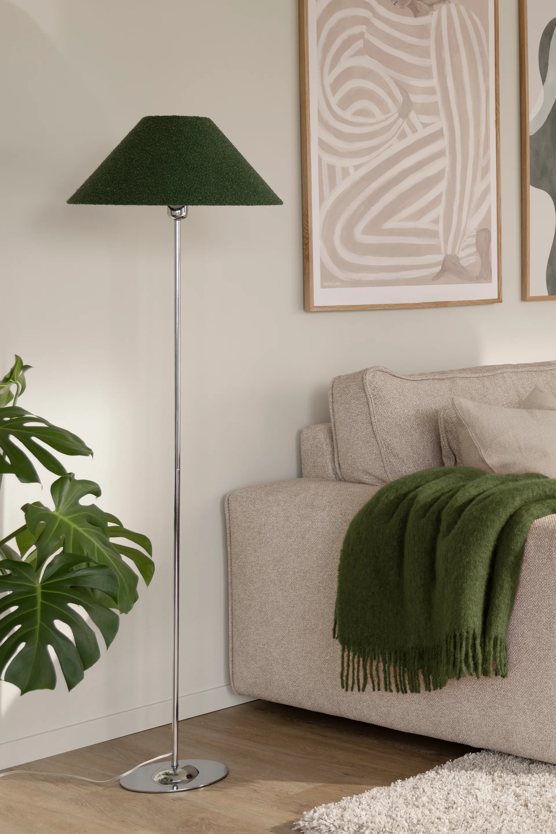 Iris 45 lampskärm, Bouclé mossgrön Globen Lighting