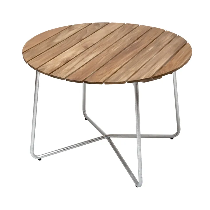 9A matbord - Teak-varmförzinkat stativ, Ø100 cm - Grythyttan Stålmöbler