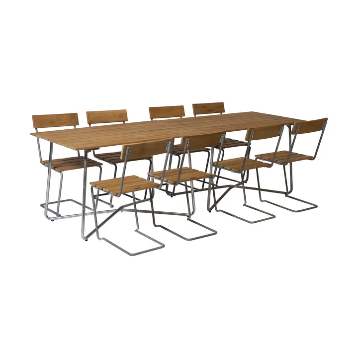 Grythyttan matgrupp 2st B25A + 8st Stol 1 teak - Grythyttan Stålmöbler