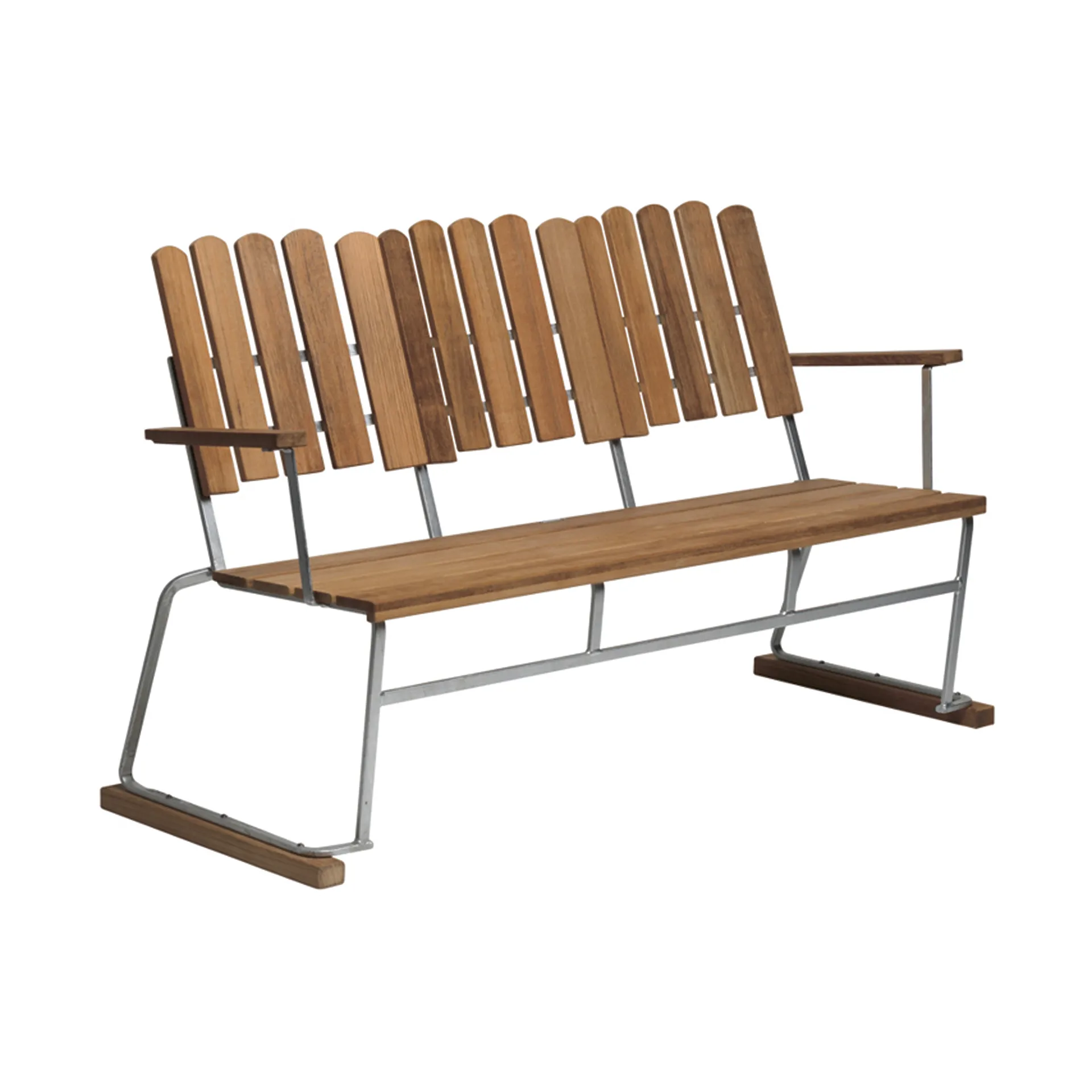 Soffa 6, Teak-varmförzinkat stativ Grythyttan Stålmöbler