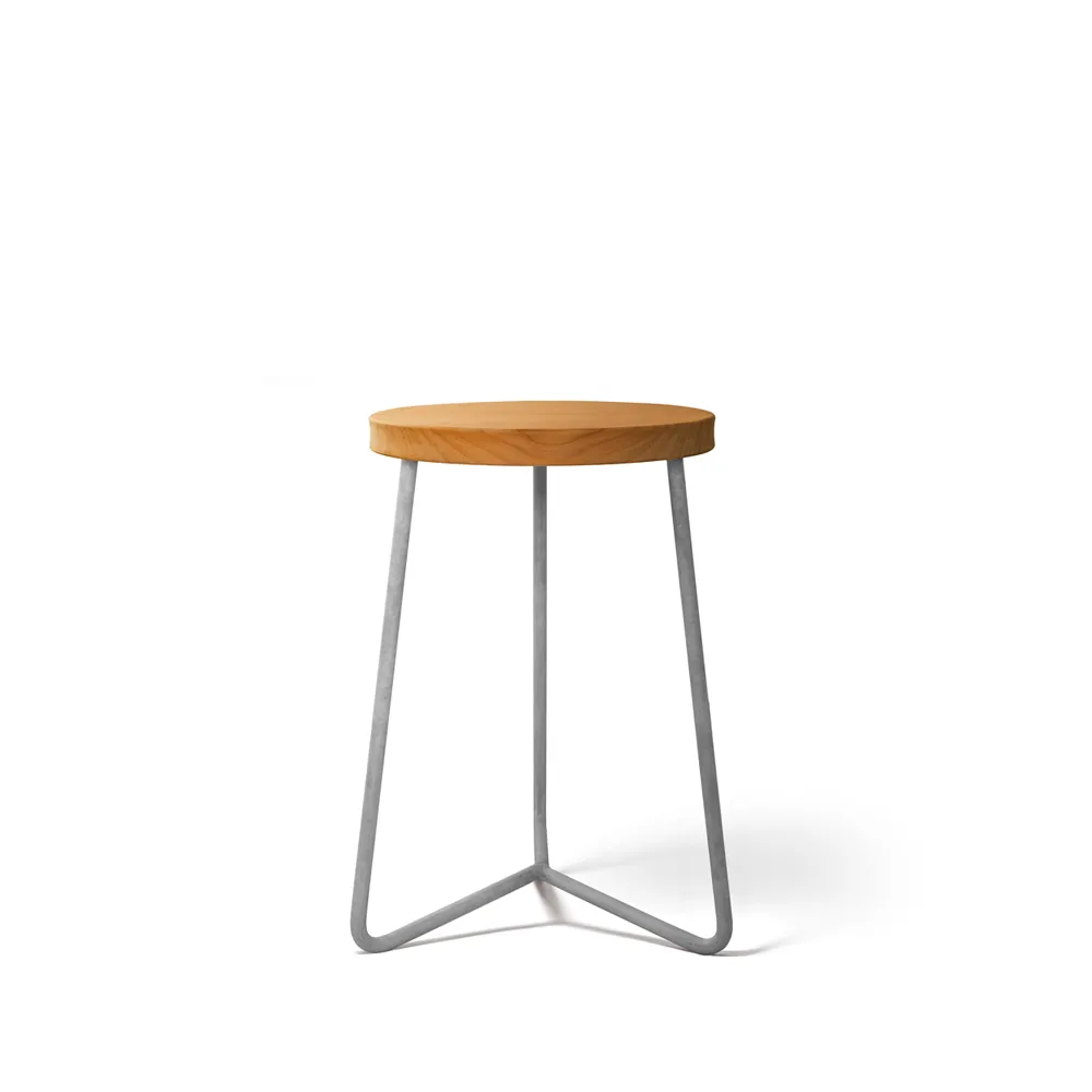 V-1 pall, Teak-varmförzinkat stålstativ, 45 cm Grythyttan Stålmöbler
