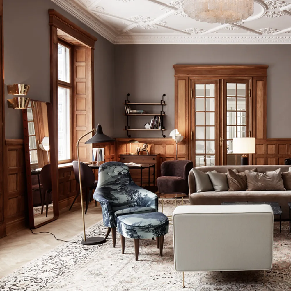 Adnet rektangulär spegel, brown, medium GUBI
