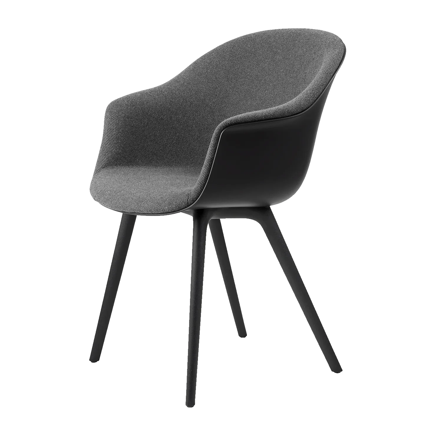 Bat Dining Chair front upholstered plastic base, Hallingdal 65 nr.173-black GUBI