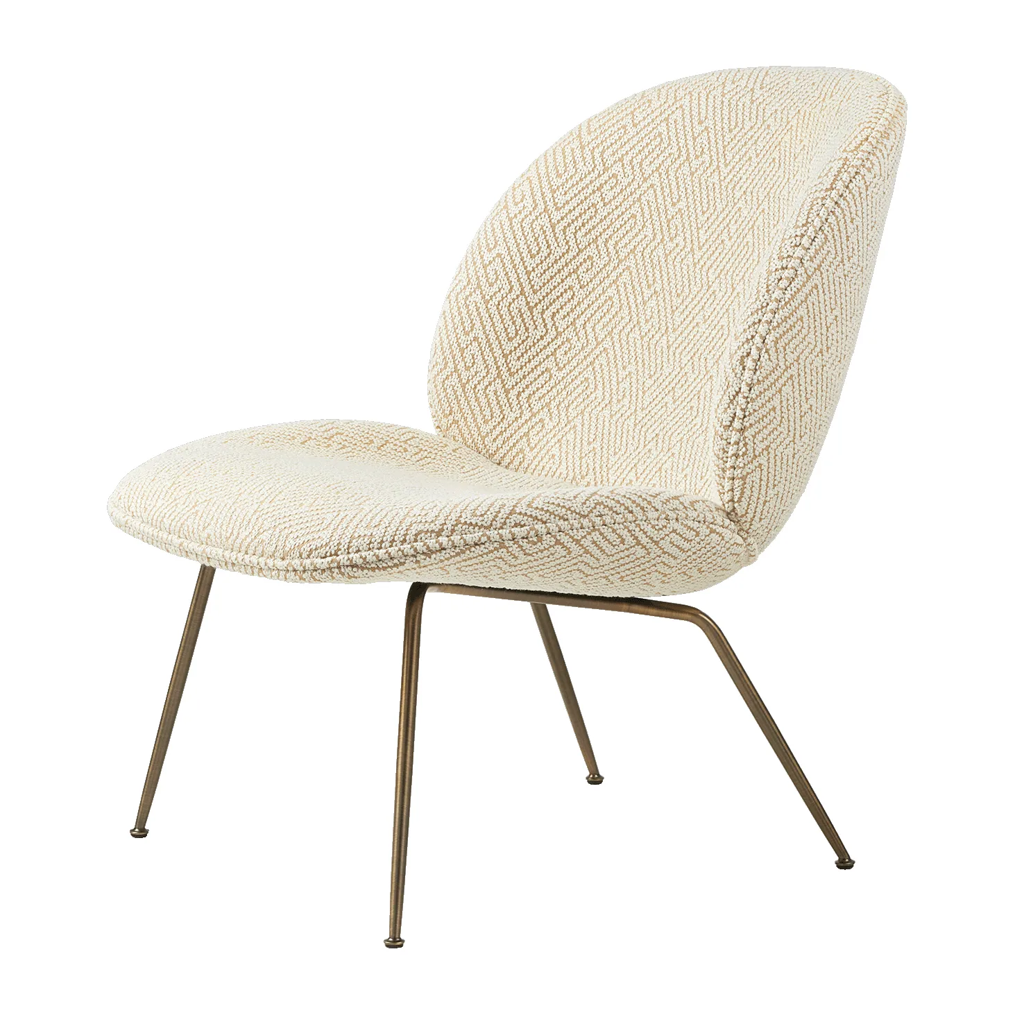 Beetle lounge chair fully upholstered conic base, Dora boucle 0002-antique brass GUBI