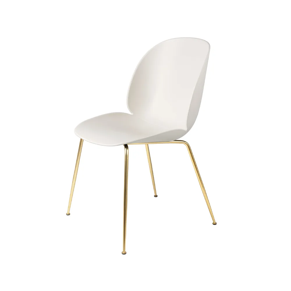 Beetle stol, Alabaster white-mässingsstativ GUBI