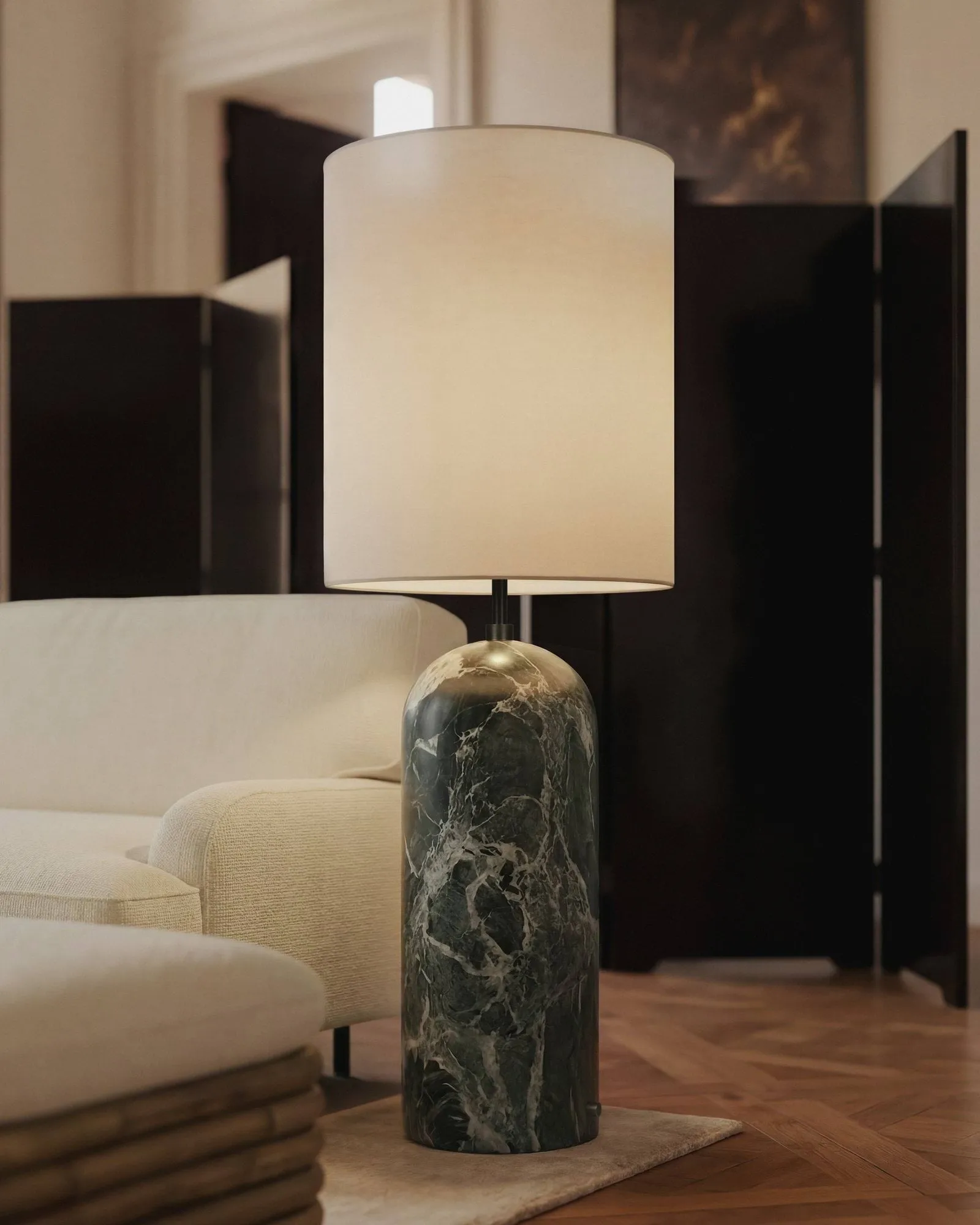 Gravity XL golvlampa, Maroon marble-canvas GUBI