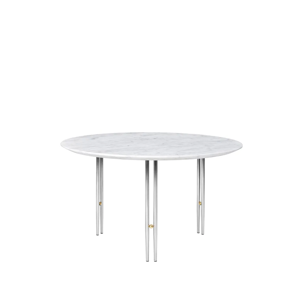 IOI soffbord, White carrara marble-ø70-krom GUBI