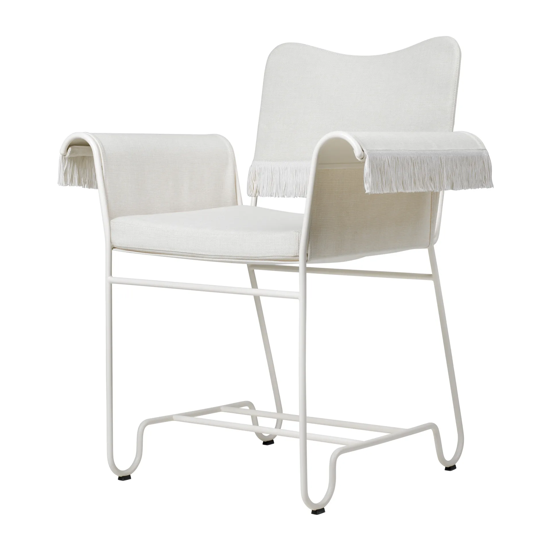 Tropique karmstol med fransar, White semi matt-Leslie 06 GUBI