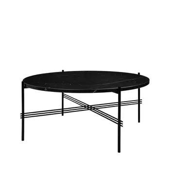 TS Round soffbord - black marquina marble, ø80, svart stativ - GUBI