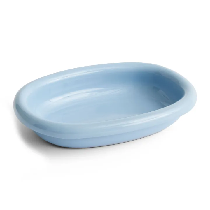 Barro ovalt serveringsfat - Light blue, small 20x27,5 cm - HAY