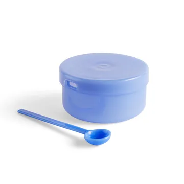 Borosilicate skål med lock och sked - Jade light blue - HAY