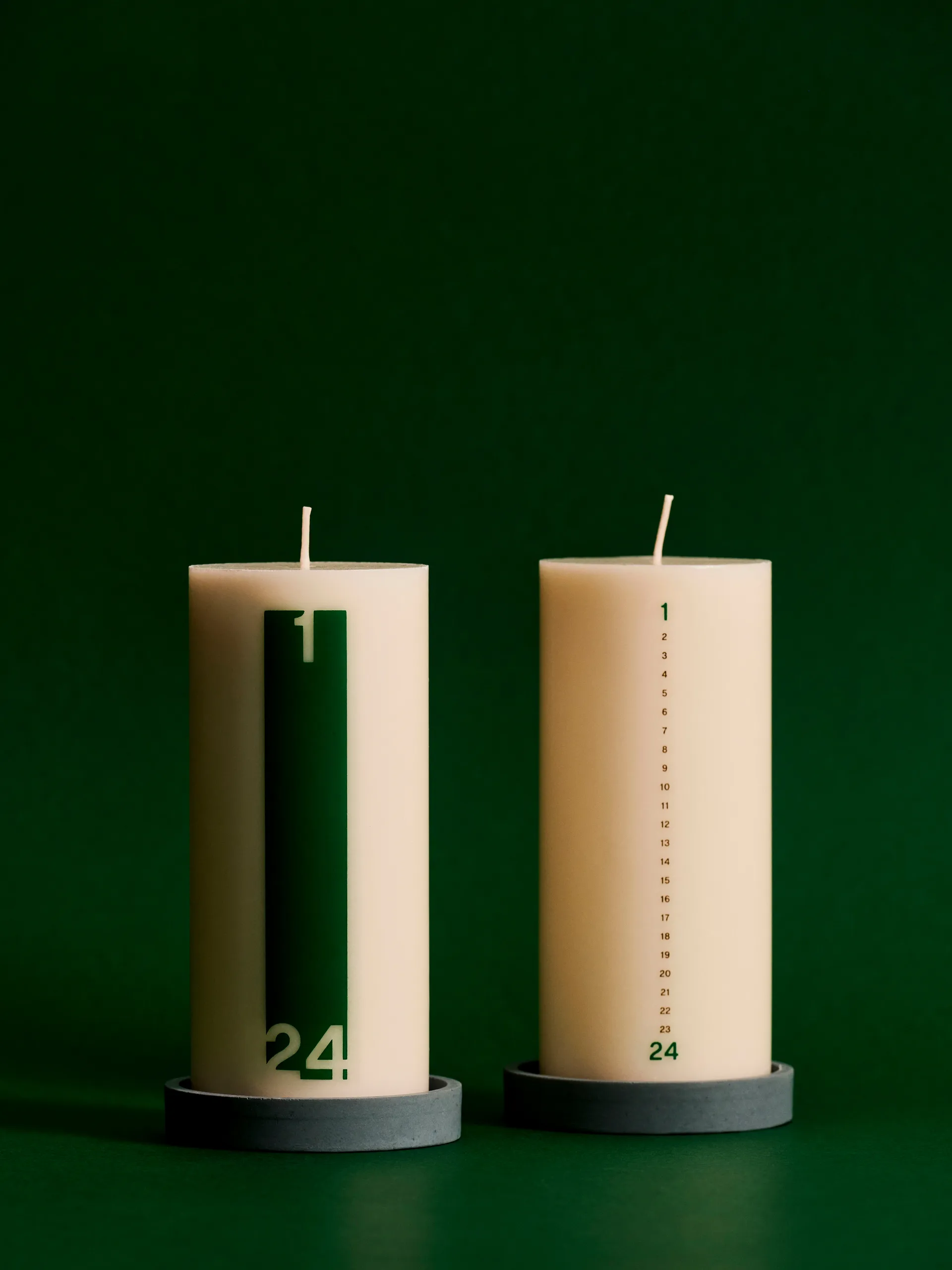 Calendar ljus och ljuslykta 6,8 cm, Bold Off white-green HAY