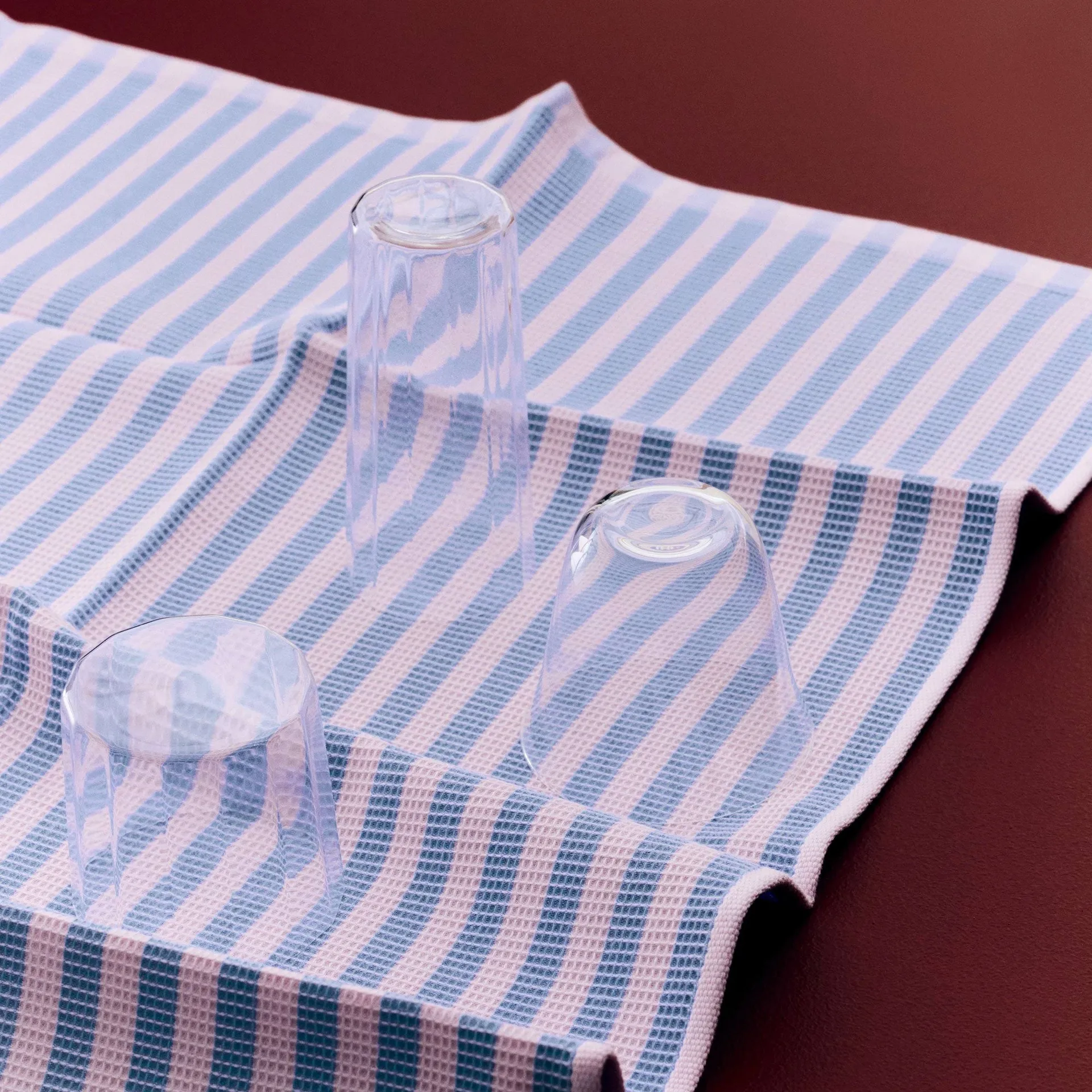 Canteen kökshandduk 52x80 cm, Sky blue-light pink block stripe HAY
